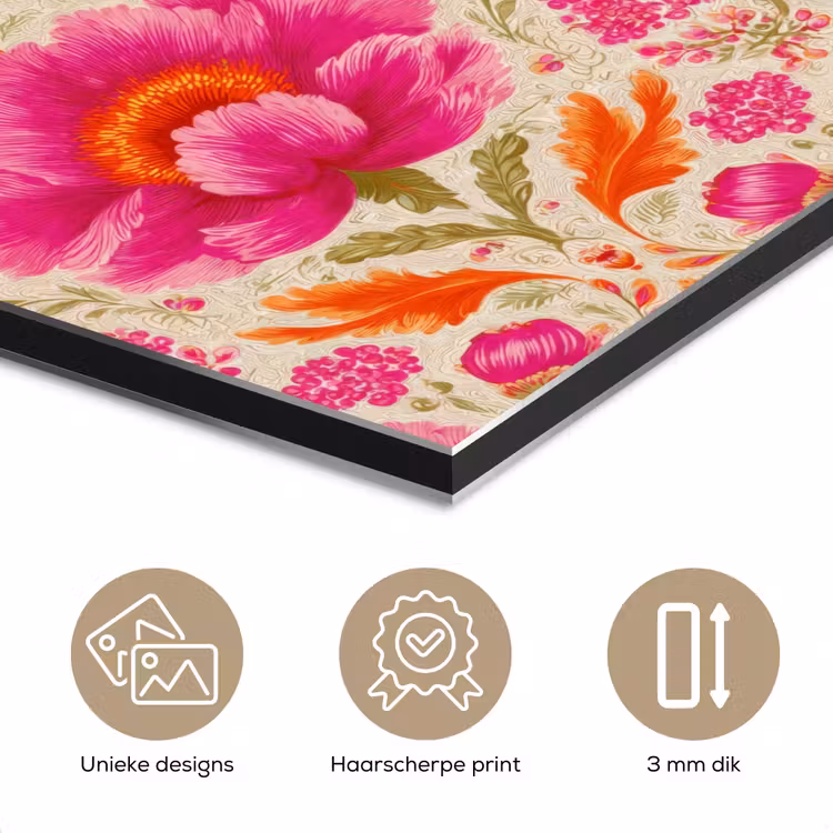 Bloemen - Barok - Roze - Oranje aluminium wit klein 46 -closeup_NL