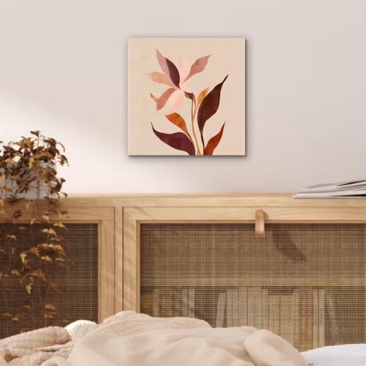 Bloemen - Blaadjes - Minimalistisch - Roze aluminium wit klein -sfeer3