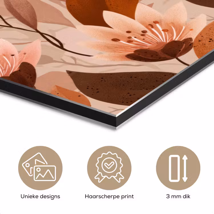 Bloemen - Bladeren - Bruin aluminium wit klein 46 -closeup_NL