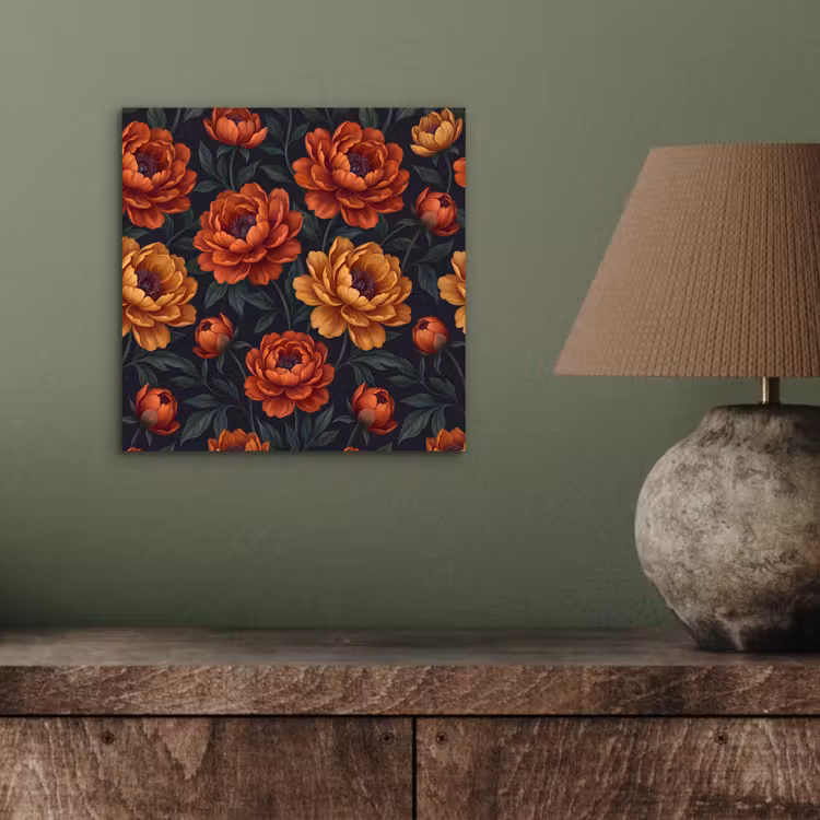 Bloemen - Bladeren - Natuur - Modern - Oranje aluminium wit klein -sfeer2