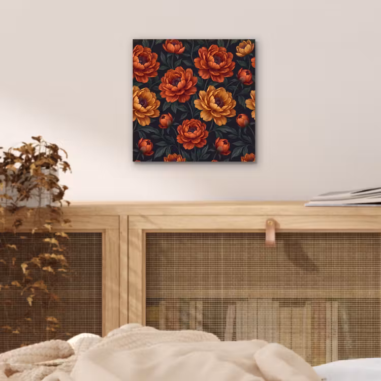 Bloemen - Bladeren - Natuur - Modern - Oranje aluminium wit klein -sfeer3