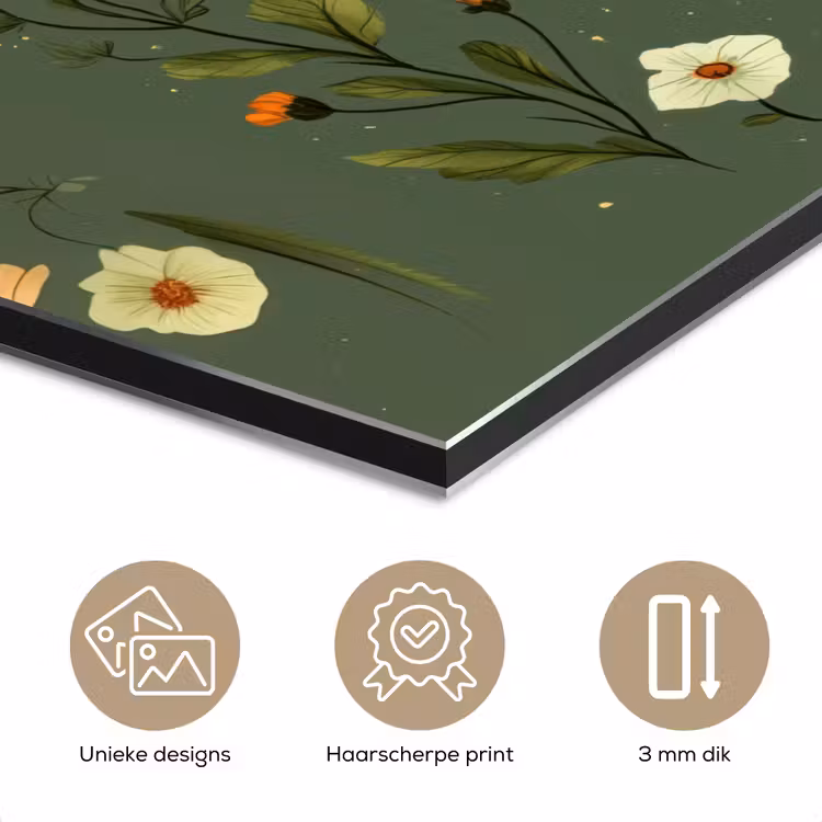 Bloemen - Bladeren - Olijfgroen - Vlinder aluminium wit klein -closeup_NL