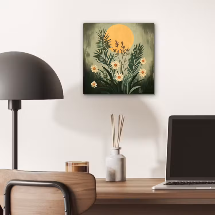 Bloemen - Bladeren - Zon - Groen aluminium wit klein -sfeer5