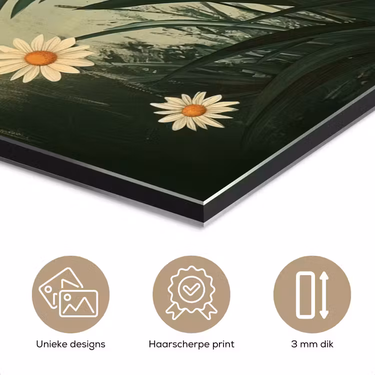 Bloemen - Bladeren - Zon - Groen aluminium wit klein -closeup_NL