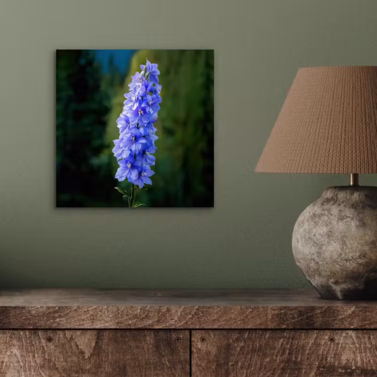 Bloemen - Blauw - Dennenboom aluminium wit klein -sfeer2