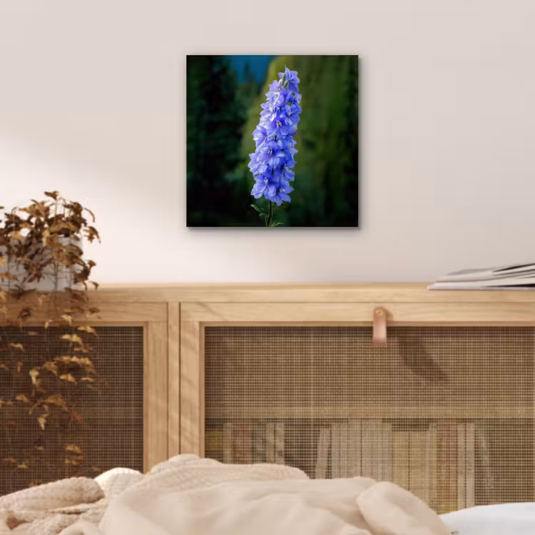 Bloemen - Blauw - Dennenboom aluminium wit klein -sfeer3