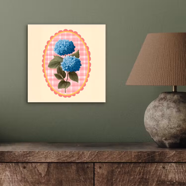 Bloemen - Blauw - Lijst - Bladeren aluminium wit klein -sfeer2