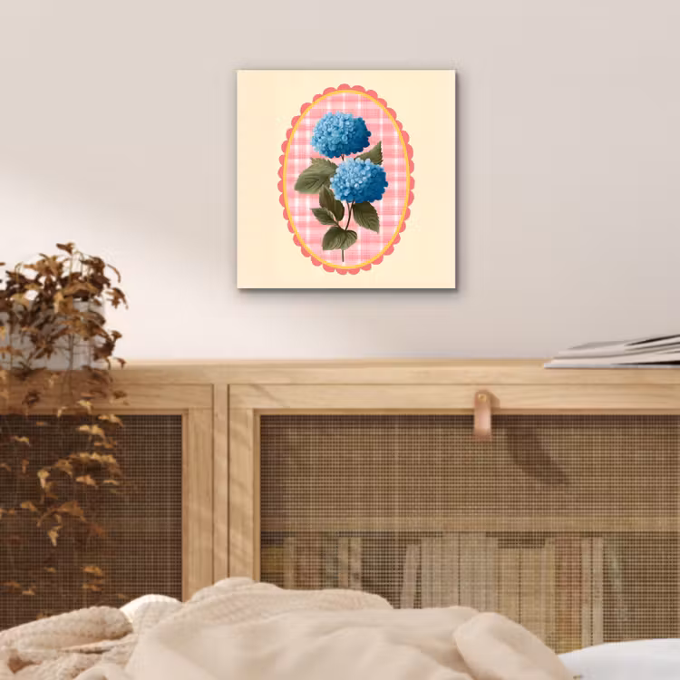 Bloemen - Blauw - Lijst - Bladeren aluminium wit klein -sfeer3