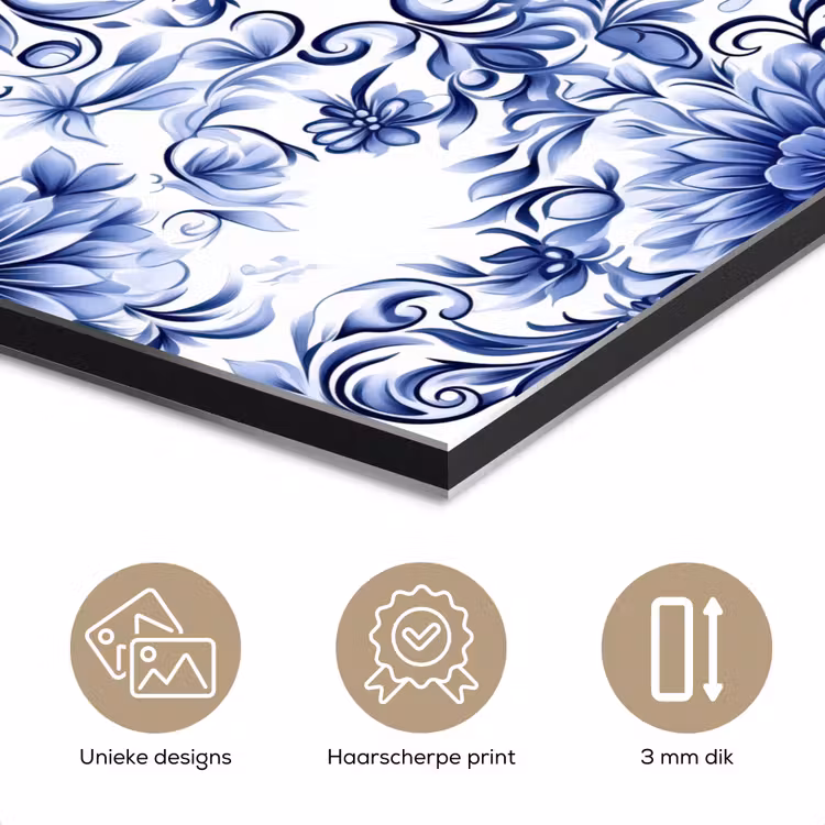 Bloemen - Blauw - Patroon - Wit aluminium wit klein 46 -closeup_NL
