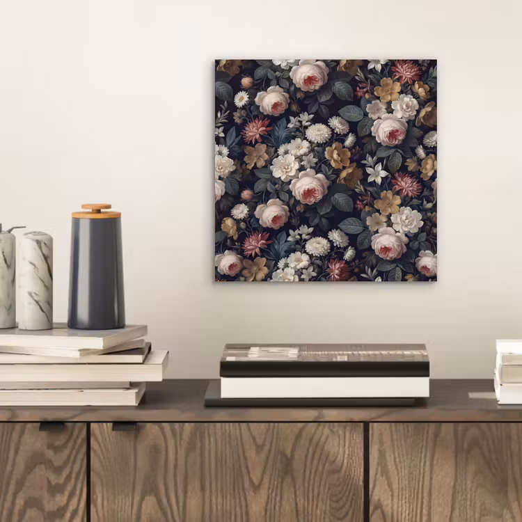 Bloemen - Boeket - Botanisch - Vintage - Donkere achtergrond aluminium wit klein -sfeer1