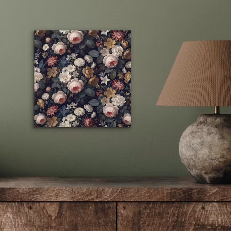 Bloemen - Boeket - Botanisch - Vintage - Donkere achtergrond aluminium wit klein -sfeer2