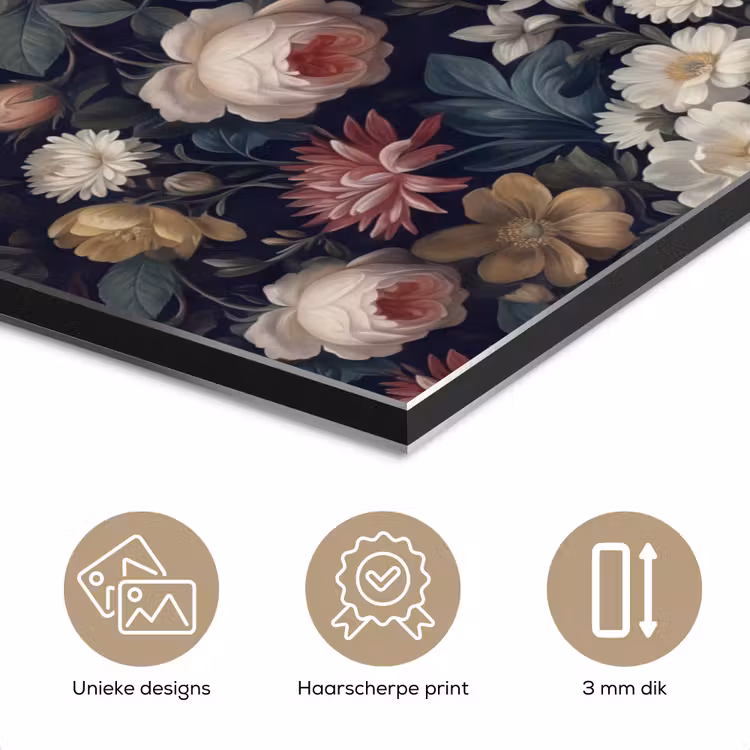 Bloemen - Boeket - Botanisch - Vintage - Donkere achtergrond aluminium wit klein -closeup_NL