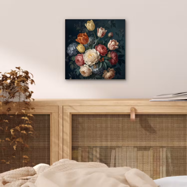 Bloemen - Boeket - Natuur - Klassiek - Donker aluminium wit klein -sfeer3