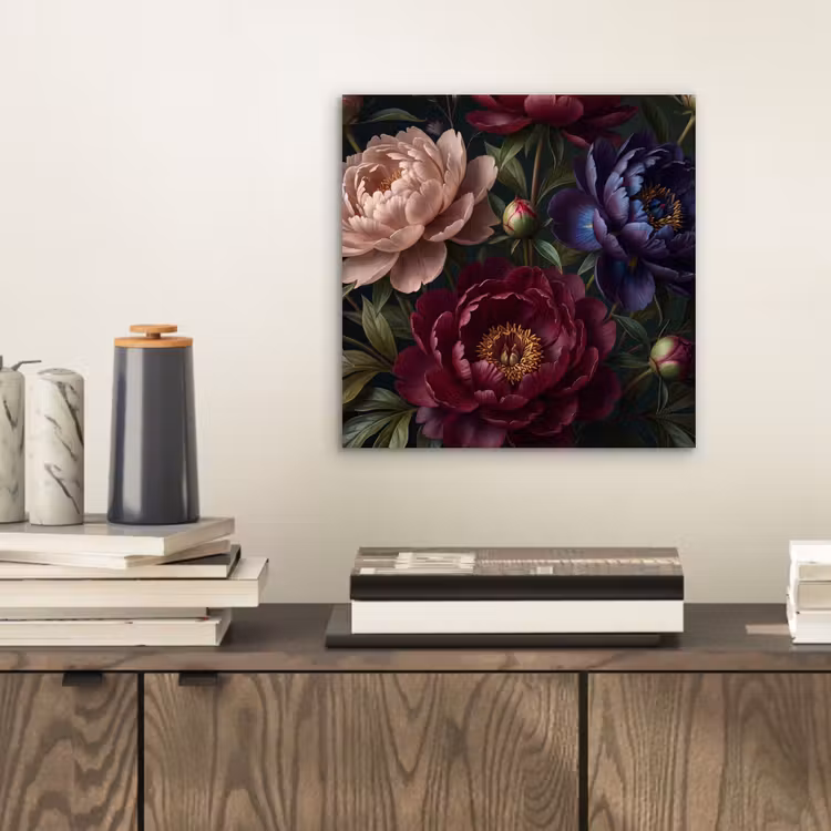 Bloemen - Boeket - Natuur - Modern - Donker aluminium wit klein -sfeer1