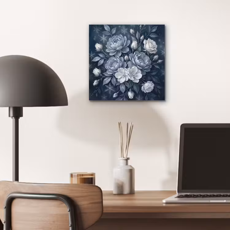 Bloemen - Boeket - Winter - Abstract - Blauw aluminium wit klein -sfeer5