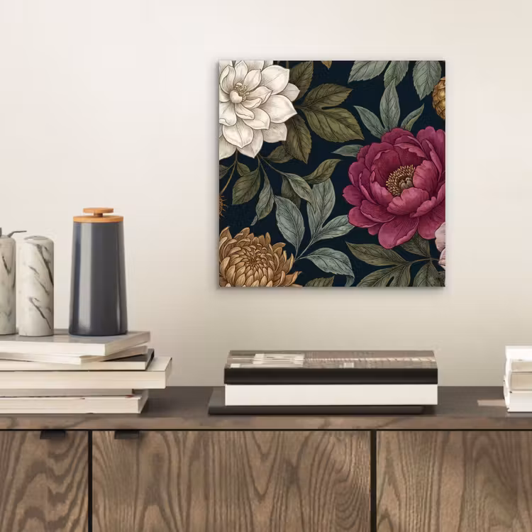 Bloemen - Botanisch - Illustratie - Donker - Vintage aluminium wit klein -sfeer1
