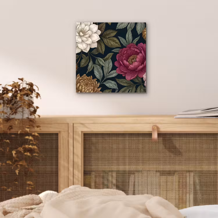 Bloemen - Botanisch - Illustratie - Donker - Vintage aluminium wit klein -sfeer3