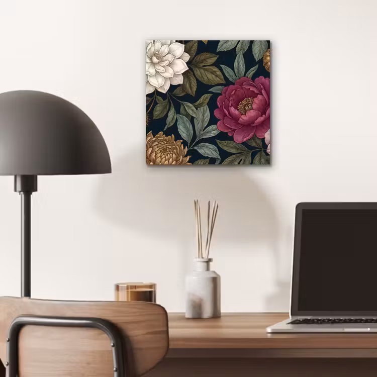 Bloemen - Botanisch - Illustratie - Donker - Vintage aluminium wit klein -sfeer5