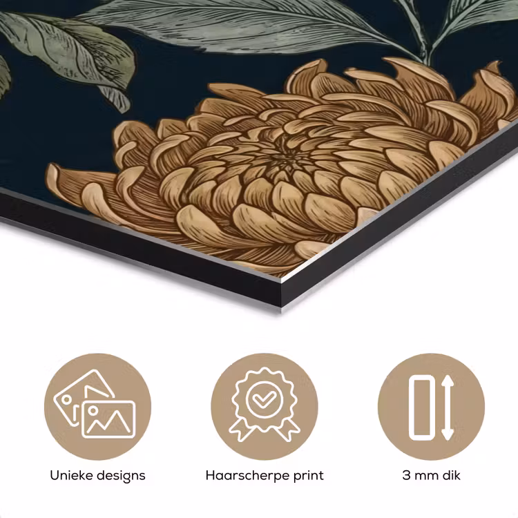 Bloemen - Botanisch - Illustratie - Donker - Vintage aluminium wit klein -closeup_NL
