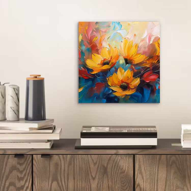 Bloemen - Dahlia - Kunst - Oranje - Watercolor aluminium wit klein -sfeer1