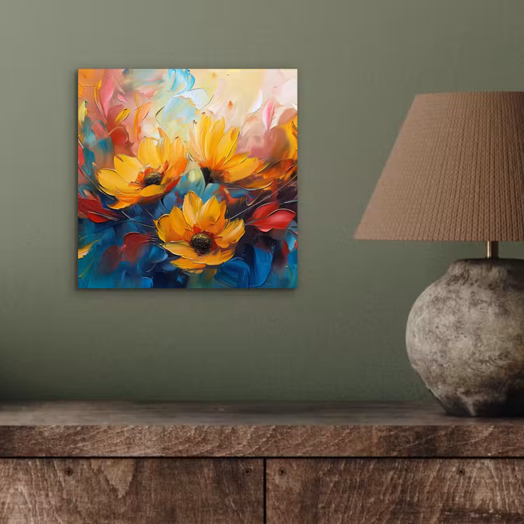 Bloemen - Dahlia - Kunst - Oranje - Watercolor aluminium wit klein -sfeer2