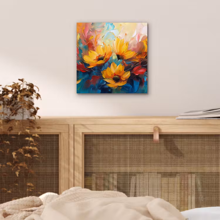 Bloemen - Dahlia - Kunst - Oranje - Watercolor aluminium wit klein -sfeer3