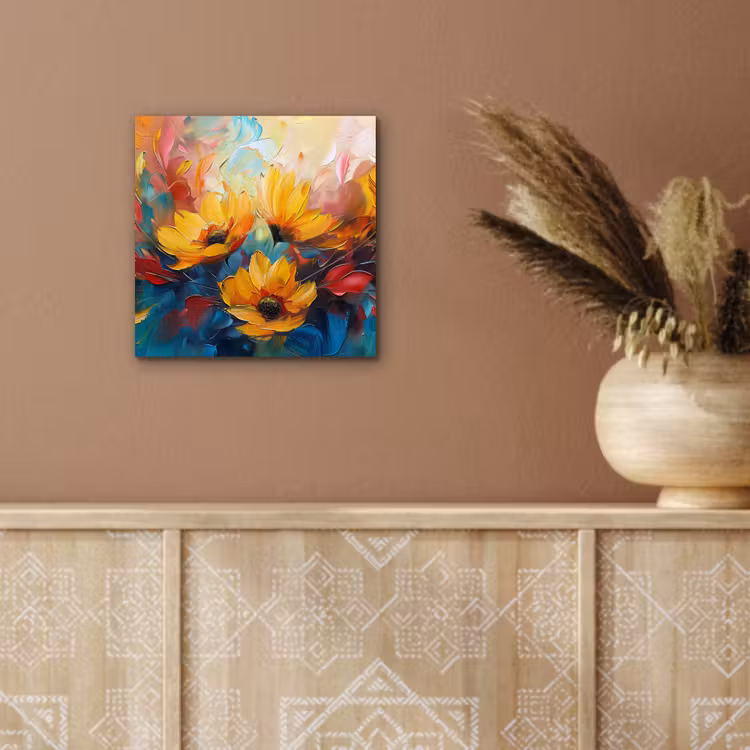 Bloemen - Dahlia - Kunst - Oranje - Watercolor aluminium wit klein -sfeer4