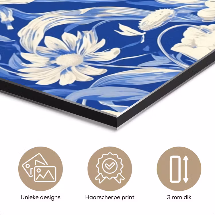 Bloemen - Delfts Blauw - Patroon - Tulp aluminium wit klein -closeup_NL