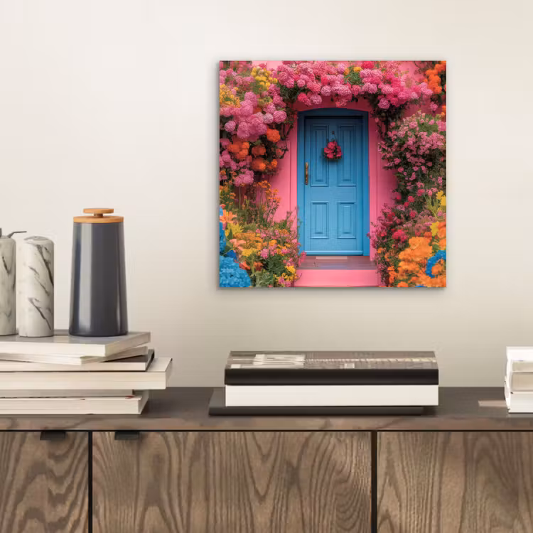 Bloemen - Deur - Roze aluminium wit klein -sfeer1