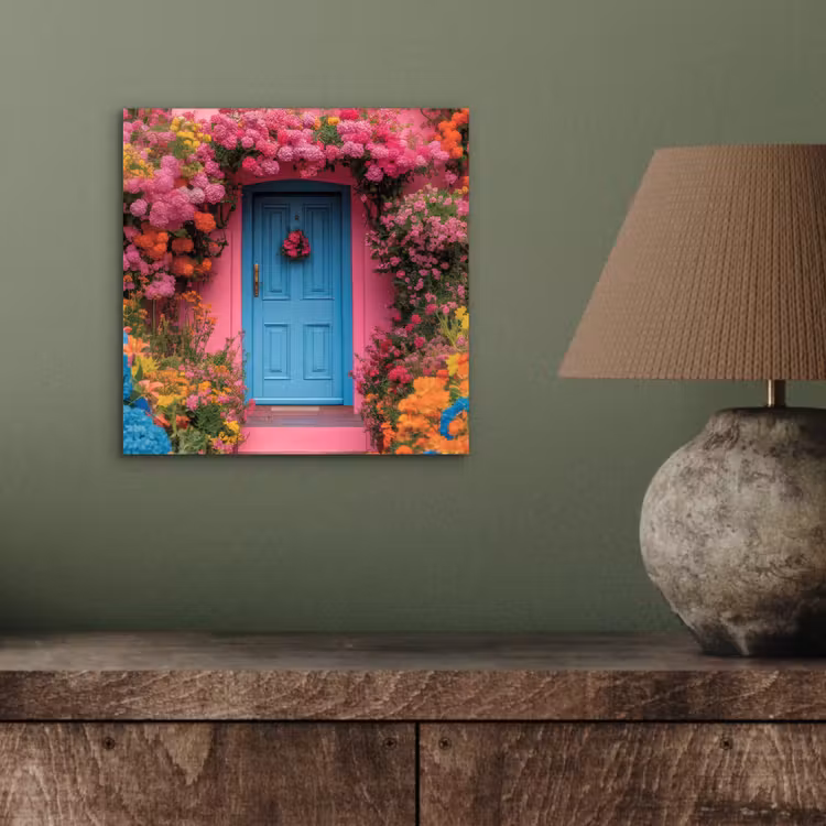 Bloemen - Deur - Roze aluminium wit klein -sfeer2