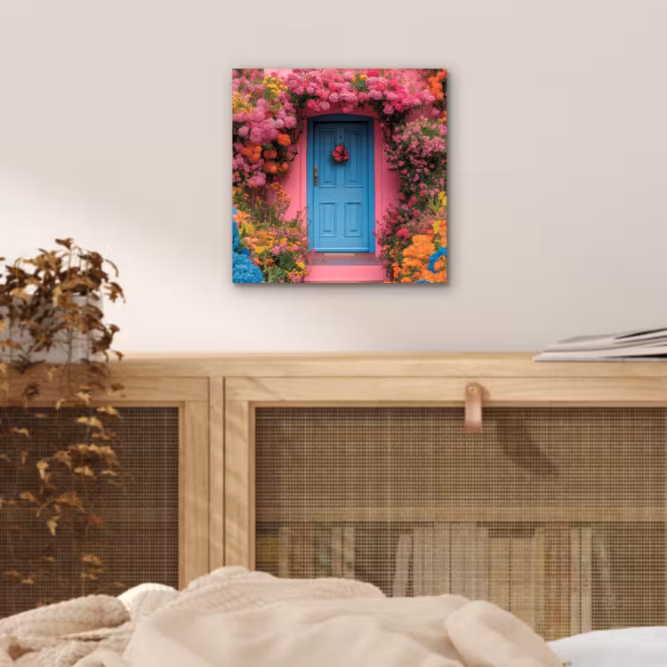 Bloemen - Deur - Roze aluminium wit klein -sfeer3