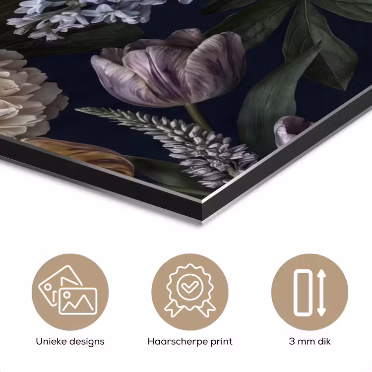 Bloemen - Donker - Elegant - Natuur - Wit aluminium wit klein -closeup_NL