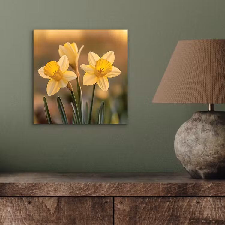 Bloemen - Geel - Wazig aluminium wit klein -sfeer2