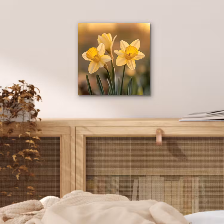 Bloemen - Geel - Wazig aluminium wit klein -sfeer3