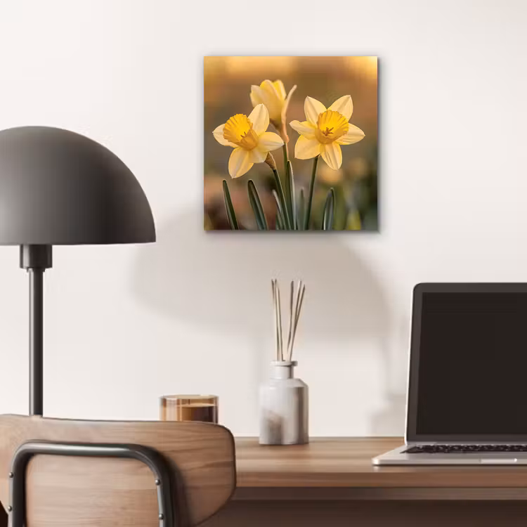 Bloemen - Geel - Wazig aluminium wit klein -sfeer5