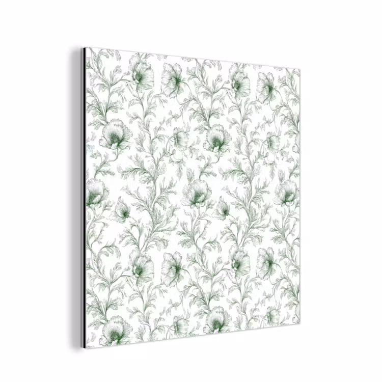 Bloemen - Getekend - Groen aluminium wit klein 46 -3d