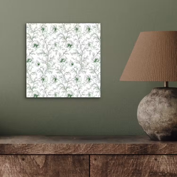 Bloemen - Getekend - Groen aluminium wit klein 46 -sfeer2