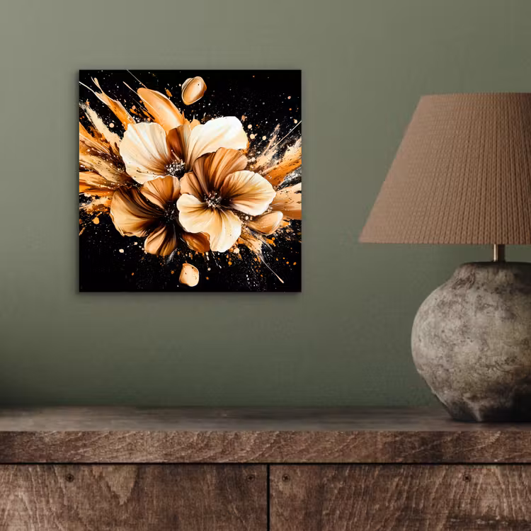 Bloemen - Goud - Graffiti - Zwart - Abstract aluminium wit klein -sfeer2