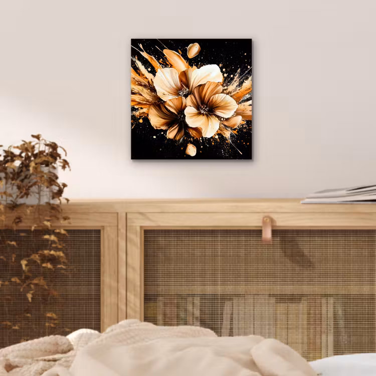 Bloemen - Goud - Graffiti - Zwart - Abstract aluminium wit klein -sfeer3