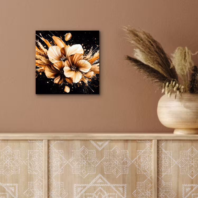 Bloemen - Goud - Graffiti - Zwart - Abstract aluminium wit klein -sfeer4