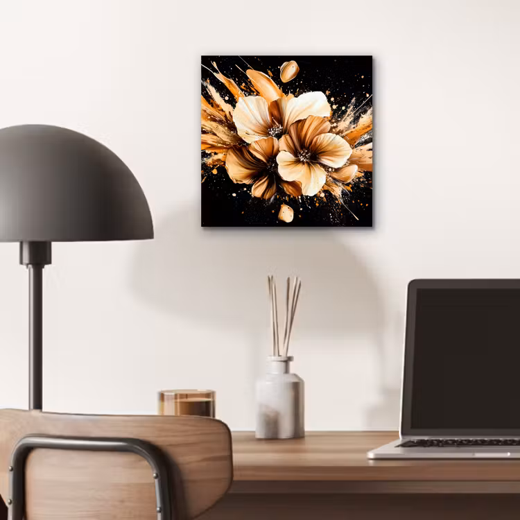 Bloemen - Goud - Graffiti - Zwart - Abstract aluminium wit klein -sfeer5