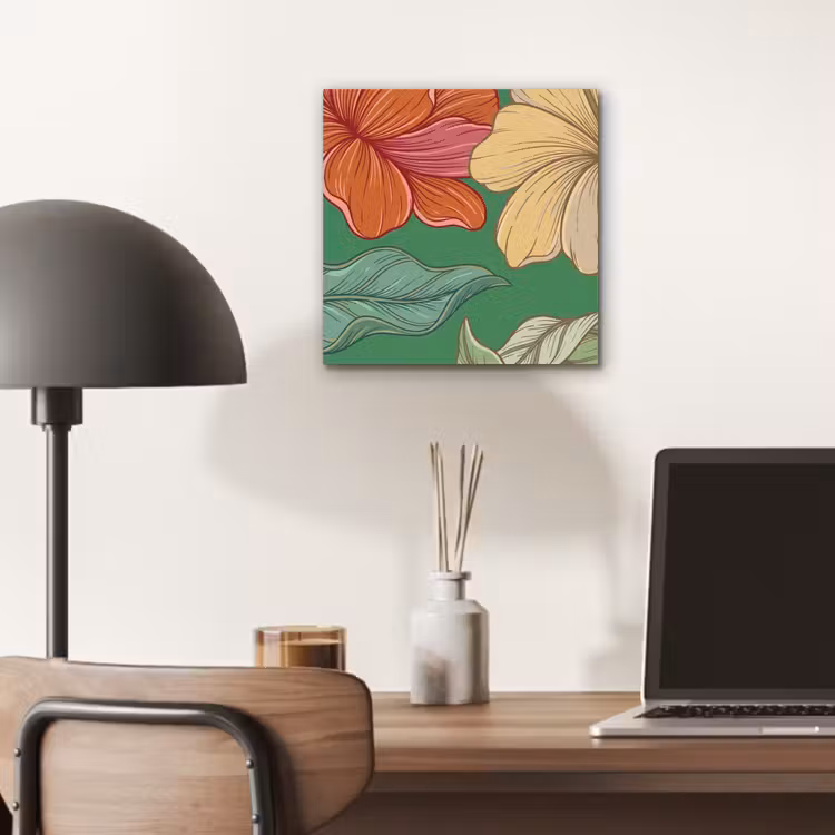 Aluminium schilderij - Bloemen - Groen - Illustratie - Bloemen - Groen - Illustratie aluminium wit klein