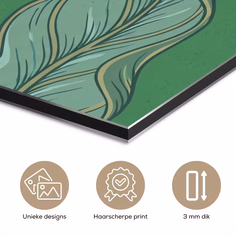 Aluminium schilderij - Bloemen - Groen - Illustratie - Bloemen - Groen - Illustratie aluminium wit klein