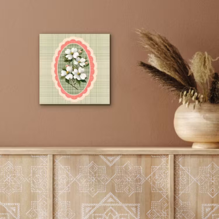 Bloemen - Illustratie - Geruit - Groen aluminium wit klein -sfeer4