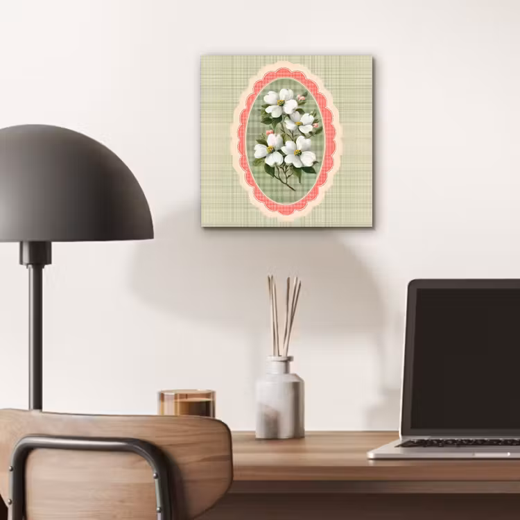 Bloemen - Illustratie - Geruit - Groen aluminium wit klein -sfeer5