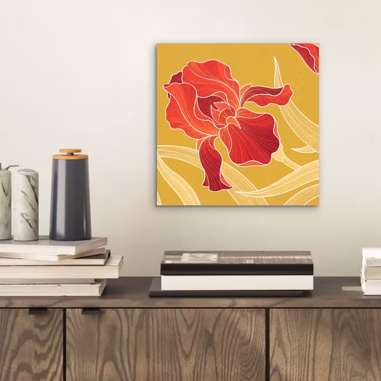 Aluminium schilderij - Bloemen - Illustratie - Rood - Bloemen - Illustratie - Rood aluminium wit klein