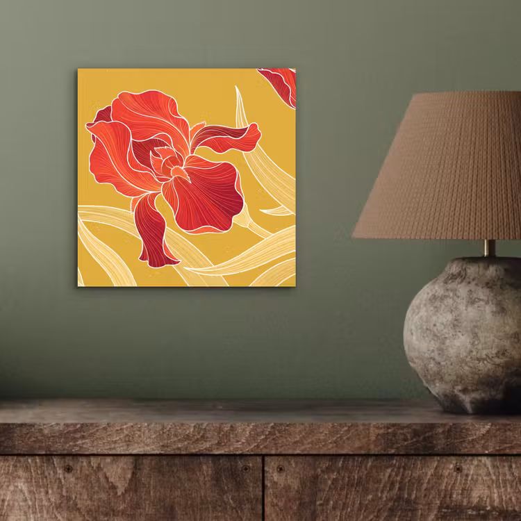 Aluminium schilderij - Bloemen - Illustratie - Rood - Bloemen - Illustratie - Rood aluminium wit klein