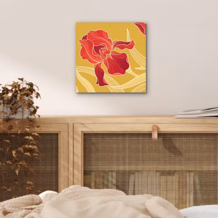 Aluminium schilderij - Bloemen - Illustratie - Rood - Bloemen - Illustratie - Rood aluminium wit klein