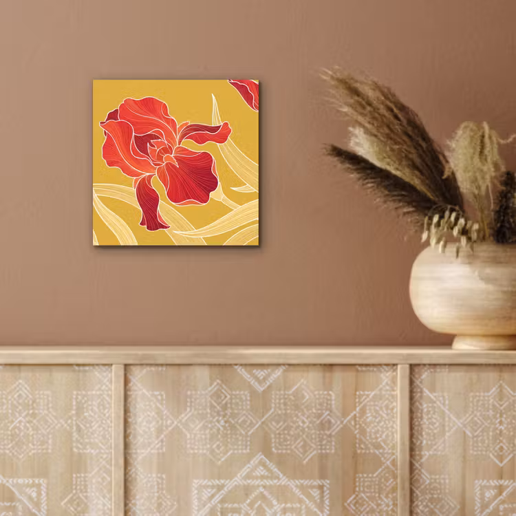 Aluminium schilderij - Bloemen - Illustratie - Rood - Bloemen - Illustratie - Rood aluminium wit klein