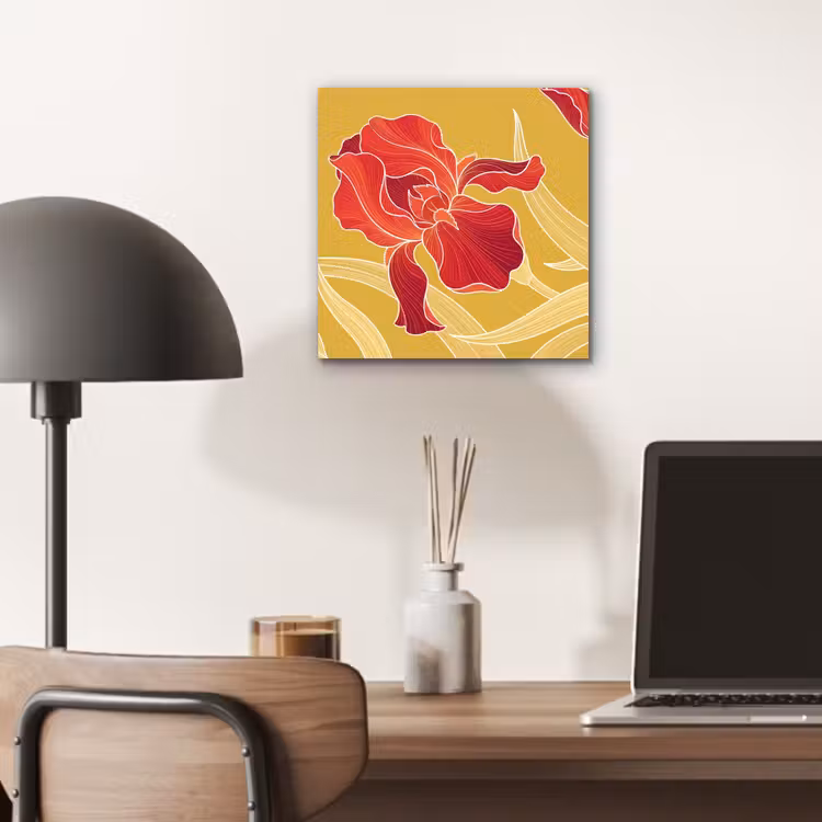 Aluminium schilderij - Bloemen - Illustratie - Rood - Bloemen - Illustratie - Rood aluminium wit klein